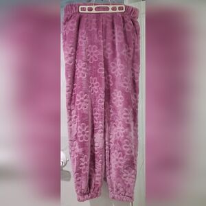 Crave Fame Pink Floral Fleece Joggers